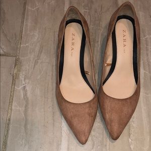 New Zara pointy nude block heels.